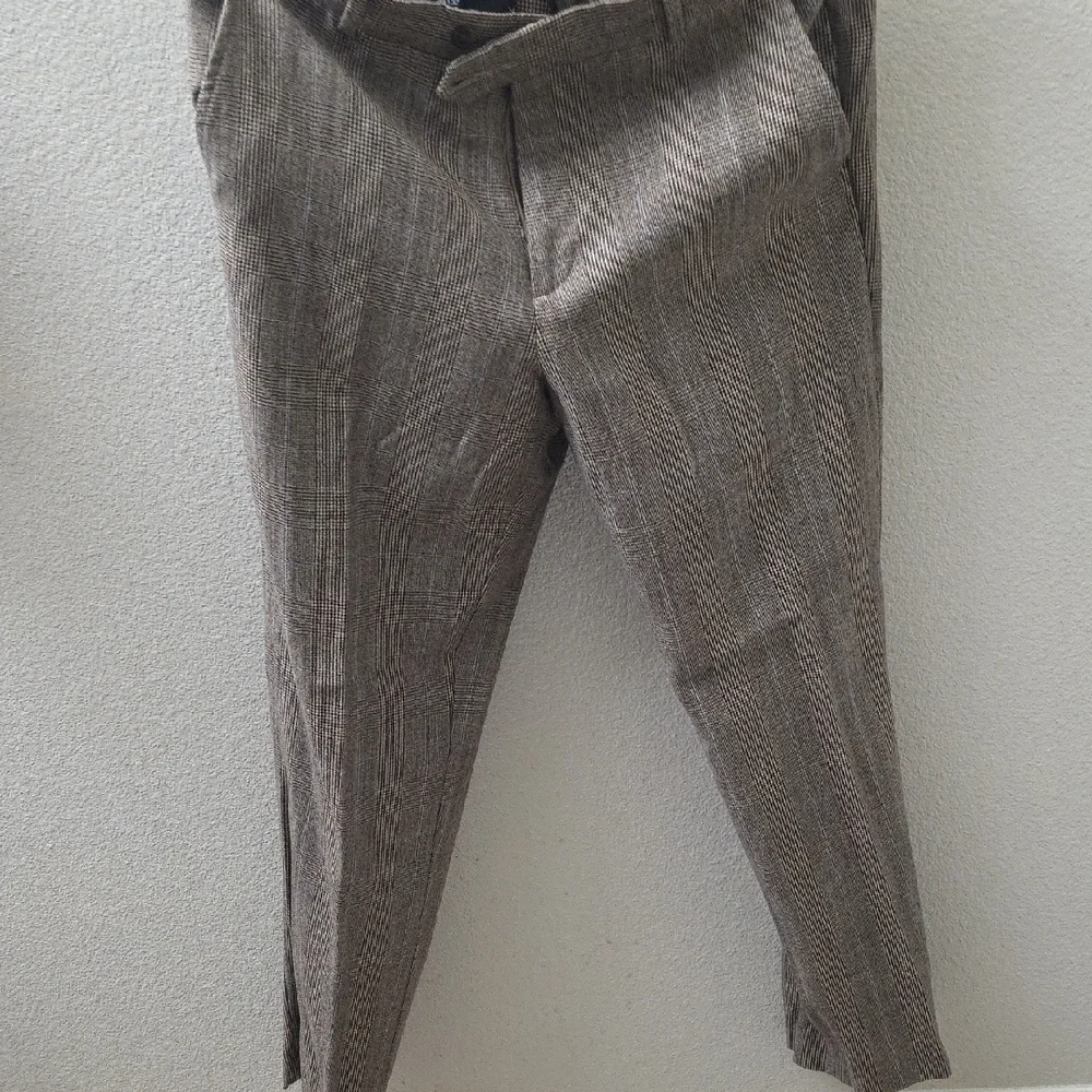 Stafford Signature 100% Wool Brown & Blue Plaid Suit 40R jacket 34×32 Pants - Picture 7 of 12